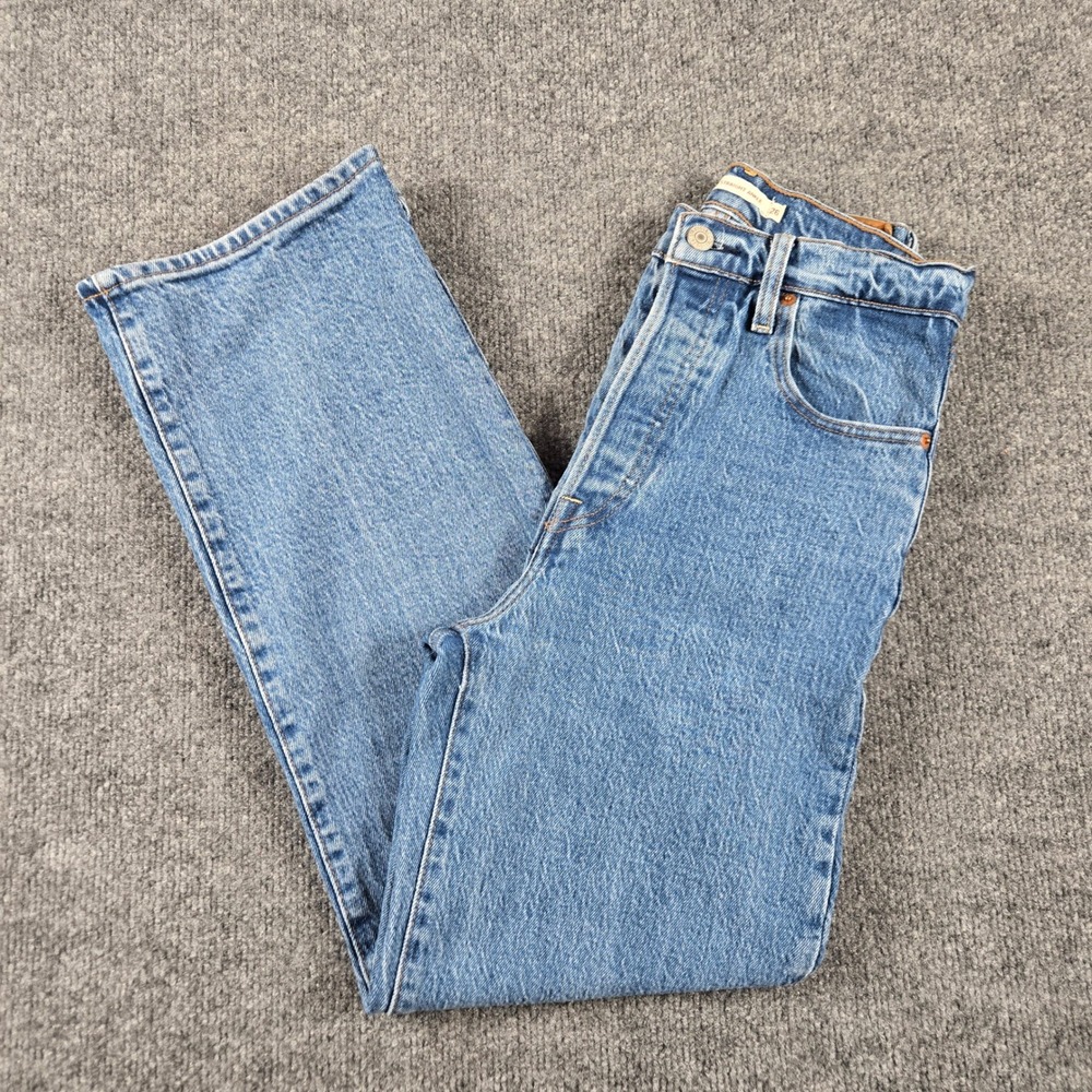 Levi's Ribcage Straight Ankle Jeans Women 26 Blue High Rise Button Fly